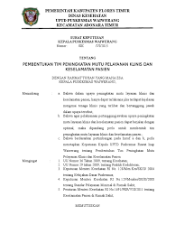 Program mutu dan keselamatan pasien adalah program yang harus terdiri dari proses perencanaan, pelaksanaan, kegiatan monitoring, evaluasi, dan tindak pilihan prioritas: Sk Pembentukan Tim Peningkatan Mutu Pelayanan Klinis Dan Keselamatan Pasien
