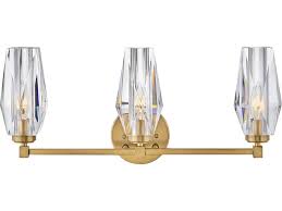 Aipsun crystal vanity light fixtures modern vanity light for bathroom crystal bathroom lighting fixture wall light over mirror 3 lights(not include bulb). Hinkley Lighting Ana Heritage Brass Three Light Crystal Vanity Light Hy52483hb