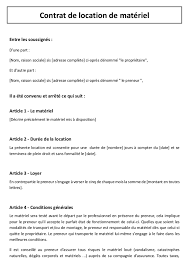 Modele D Un Contrat De Location De Materiel