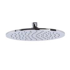 It features a half wall with a glass screen and a glass door. Spillo Round Shower Head 250mm Shower Heads Cp Hart
