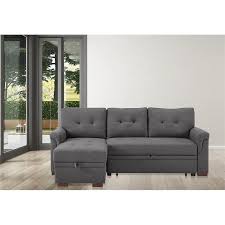 Perfect for accommodating overnight guests during the holiday seasons or unexpected friends. Destiny Dark Gray Fabric Reversible Sleeper Sectional Sofa With Storage Chaise 881342