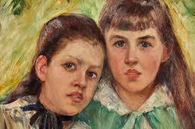 HILDEGARD THORELL. Ingeborg Tamm and Eva Tamm in Tvetaberg's park, oil