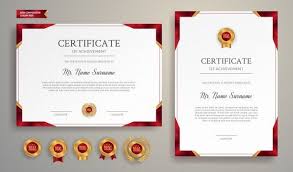 Red And Gold Certificate Border Template For Business Diploma And Education Documents Certificate Design Template Certificate Templates Border Templates