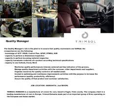 Check spelling or type a new query. Quality Manager Marghita Jud Bihor Trimsol Romania Aplica Pe Ejobs