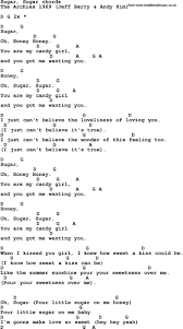 Song Lyrics With Guitar Chords For Sugar Sugar Guitar Chords And Lyrics Guitar Songs For Beginners Guitar Chords For Songs