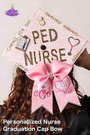 This Custom Graduation Cap Bow For A Nursing Major Is Personalize Graduation Cap Decoration Graduation Cap Decoration Nursing College Graduation Cap Decoration
