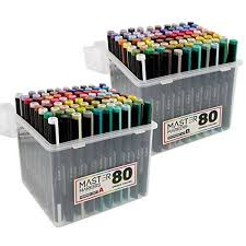 Ohuhu 80 Colors Dual Tips Art Sketch Twin Marker Pens Highlighters With Carrying Case For Painting Coloring Highlightin Marker Art Coloring Markers Markers Set