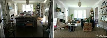 In phase 1, we started the room with the sofa and club chairs.in phase 2 we added the rug and tv cabinet. Living Room Before After Kelly Elko