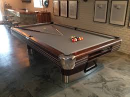 This Restoration Was Completed By 8 On The Break In Toledo Ohio For A Client In Burlington Wi Table Is Brunswick Pool Tables Dark Walnut Stain White Enamel