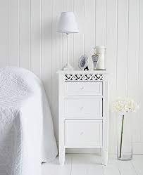 Slim white bedside table with drawers. White Bedside Cabinet With Three Drawers The White Lighthouse Bedroom Furniture