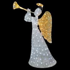 National Tree Company 60 In Angel Decoration With Led Lights Df 210004w The Home Depot Angel Decor Decorating With Christmas Lights Christmas Yard Decorations