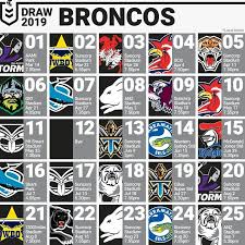 Brisbane Broncos 2019 Nrl Draw Brisbane Broncos Nrl Broncos