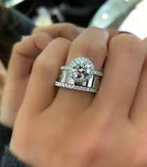 Beautiful But The Middle One Is Unnecessary So Much More Elegant With Just The Matching Weddin Matching Wedding Rings Cartier Love Ring Stacked Wedding Rings