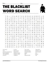 The Blacklist Word Search Free Printable Allfreeprintable Com The Blacklist Free Printable Word Searches Word Search Printables