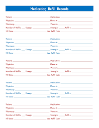 Medication Refill Tracker Medical Printables Medical Health Records