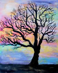 Tree Silhouette Colorful Tree Silhouette Tree Painting Tree Etsy Tree Of Life Painting Silhouette Painting Silhouette Art