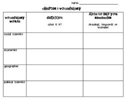 Chapter 1 Vocabulary Chart Social Studies Alive Grade 4