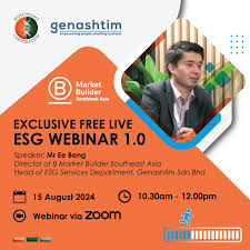 Introducing our speaker for Exclusive Free Live ESG Webinar 1.0, Mr Ee Beng  Tan, Director of B Marker Builder Southeast Asia and Head of ESG Service,  Genashtim Sdn Bhd. Be sure to