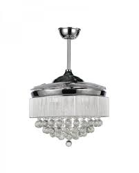 A chandelier ceiling fan adds function and glamourous style; 42 Inches Drum Shade Retractable Blade Ceiling Fans Pendant Lamp Invisible Blades Led Ceiling Fan Remote Control 4000k Cool White Not Dimmable Crystal Chandelier Ceiling Fans Accessories Tools Home Improvement