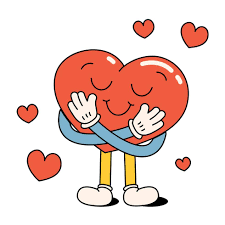 engraçado feliz desenho animado coração abraços e O amor é em si. uma  mensagem tem chegado. positivo e Boa vibrações 21566838 Vetor no Vecteezy
