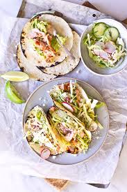 Place fish into hot pan and sear for 4 minutes one side, flip and sear for 6 minutes on the other side. Salmon Tacos With Dill Slaw The Gourmet Gourmand