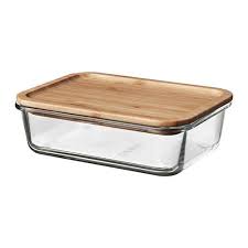 Ikea 365 Rectangular Glass Glass Bamboo Food Container With Lid Length 21 Cm Volume 1 0 L Ikea Glass Food Storage Food Containers Ikea 365