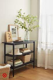 Create A Warm Welcome Home And Maximize Storage With A Wood Console Style It With A Woven Basket For T In 2021 Living Room Decor Apartment Home Decor Home Living Room