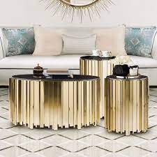 Brassica gold round coffee table. Eden Empire Gold Round Coffee Table Robson Furniture