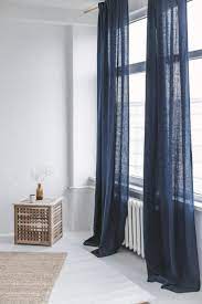 55 140 Cm Wide Dark Blue Linen Curtain Blue Linen Etsy In 2021 Blue Curtains Bedroom Blue Curtains Living Room Blue Curtains