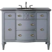 With solid wood construction, these beautifully crafted vanities are available with a choice. Home Decorators Collection Wellington 44 In W X 22 In D Bath Vanity In Worn Grey With Granite Vanity Top In Black 13097 Vs44a Db The Home Depot