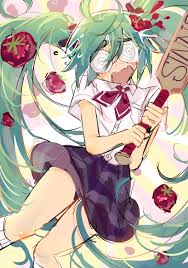 hatsune miku, confessions of a rotten girl (vocaloid), vocaloid, absurdres,  highres, 1girl, ahoge, aqua hair, blush, bow, coke-bottle glasses, glasses,  hair ornament, knee blush, open mouth, plaid clothes, plaid skirt, school  uniform,