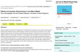 Geschke D Sassenberg K Ruhrmann G And Sommer D 2010 Effects Of Linguistic Abstractness In The Mass Media Ho Media Psychology Linguistics Psychology
