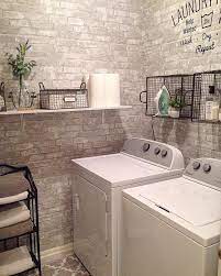 Fashion Your Own Brick Wall In A Matter Of Minutes With This Chic Peel And Stick Wallpaper P Laundry Room Remodel Farmhouse Laundry Room Basement Laundry Room