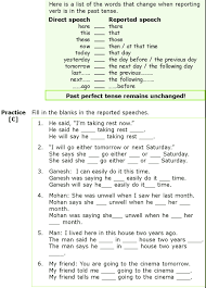 Identify The Tenses Then Match Them With The Correct Description Grade 7 Grammar Lesson 7 Reported Speech Grammar Lessons Reported Speech Grammar