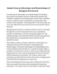 Biological control methods use living organisms such as natural predators, parasites and pathogens to control pest populations on garden plants. Sample Essay On Advantages And Disadvantages Of Biological Pest Contr