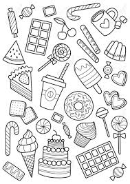 Love coloring pages printable coloring pages adult coloring pages coloring sheets coloring books coloring worksheets free coloring super sweet animal themed number coloring pages will help your kids learn the numbers and help with counting. Sweets Doodle Coloring Book Page Antistress For Adults Outlined Royalty Free Cliparts Vectors And Stock Illustration Image 153292460