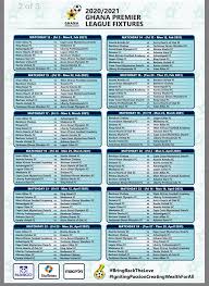 Get the latest premier league fixtures with our comprehensive tv guide to the biggest. Ghana Premier League Fixtures Announced For 2020 21 Season Africa Global Radio