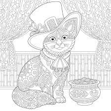 Print st patrick's day leprechaun coloring page & book. St Patrick Day Zentangle Cat Coloring Page Stock Vector Illustration Of Animal Design 140219025