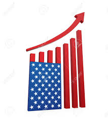 chart american flag with arrow up