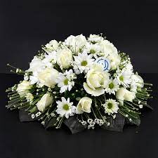 The special designed package that offers rippled casket, luxury volvo s 80 hearse with personal attendees and flower van for the last moment of the loved one. White Rose Coffin Wreath Wishque Sri Lanka S Premium Online Shop Send Gifts To Sri Lanka