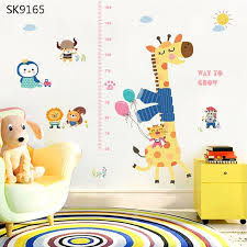 us 5 31 31 off cartoon giraffe height measure wall sticker for children room pvc growth chart home decals animal mural art wallposter in wall