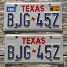 1991 Texas Passenger License Plates Correct Plates For Year 1991 License Plate Car License Plates Texas