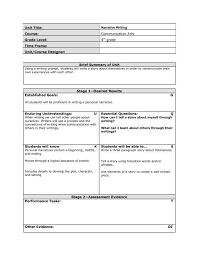 Lead the students in a conversation about intended audience and privacy. Ubd Personal Narrative 4th Grade