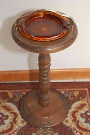 Vintage Cigar Ashtray Stand Amber Glass Wood Floor Pedestal By Junquepro On Etsy Vintage Ashtray Household Wood Turning