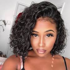 Short Bob Water Wave Wig 180% Density Lace Front Wig for Women