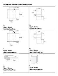 Surface Area Worksheet Total And Lateral Of Rectangular Prism Area Worksheets Rectangular Prism Rectangular Prisms