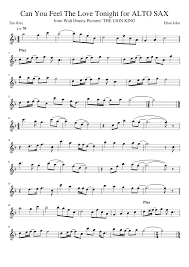 Beginner Can You Feel The Love Tonight Piano Sheet Music Print And Download Can You Feel The Love Tonight For Alto Sax Elton John Made By Dedelo63 How Are You Feeling Feelings Moosic