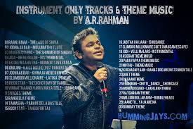 Instruments Only Tracks By A R Rahman Best Instrumentals Theme Music Music Instruments Songs