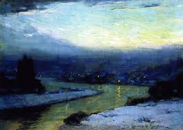 Dappledwithshadow Twilight Clarence Gagnon Circa 1908 1913 Private Collection Painting Oil On Canvas Height Clarence Gagnon Twilight Painting Landscape Art