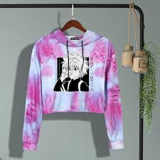 The sizing is available from small to 4x. 2020 New Japanese Anime Hunter X Hunter Printing Women Casual Sports Cropped Hooded Sweatshirt Fashion Tie Dye Printed Hoodie Hip Hop Streetwear Crop Tops Wish